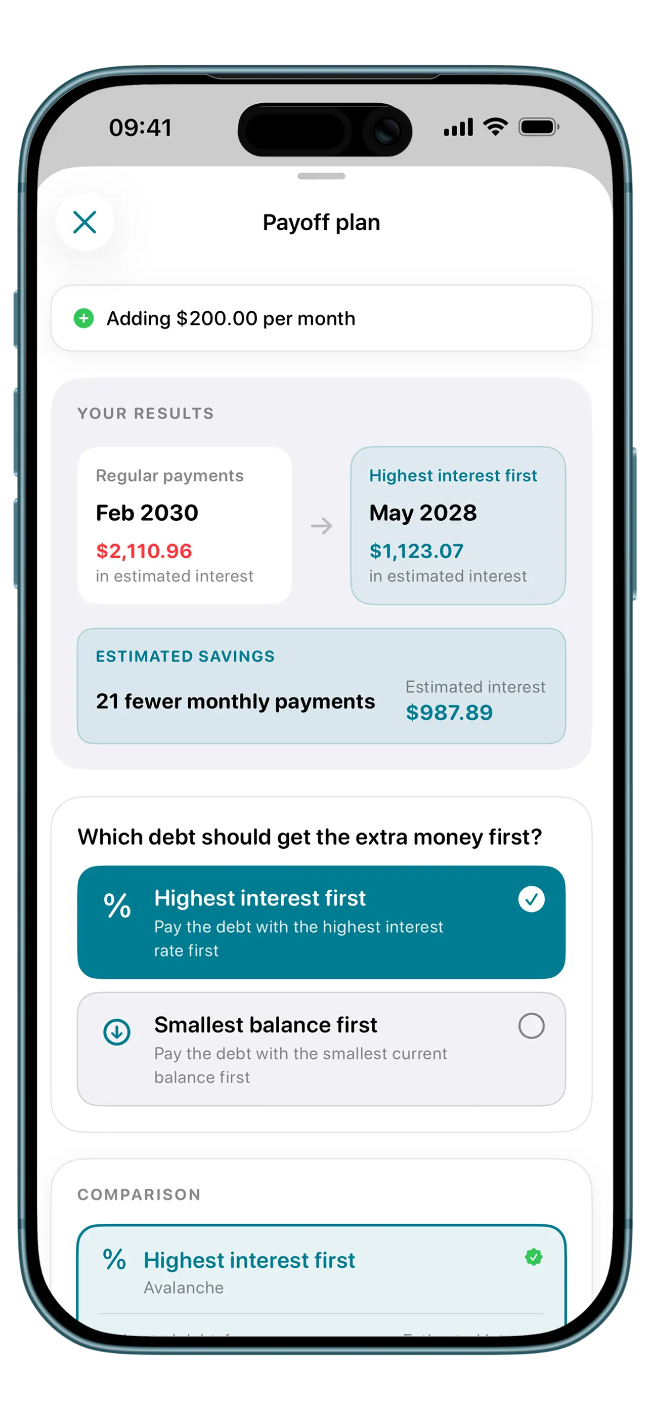 Compare payoff plans